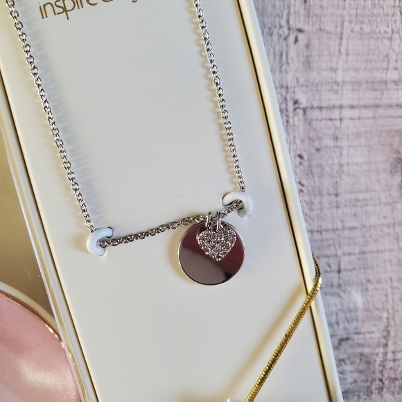 "Be You" 2pc Charm Necklace Heart & Trinket Tray Set - Picture 3 of 5